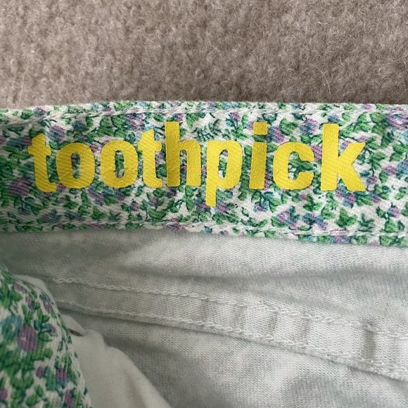 J Crew Jeans Womens 24 Green Purple Floral Toothpick Skinny Stretch Denim Pants - Picture 6 of 12